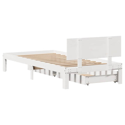 Giroletto con Cassetti Bianco 75x190 cm Legno Massello di Pino