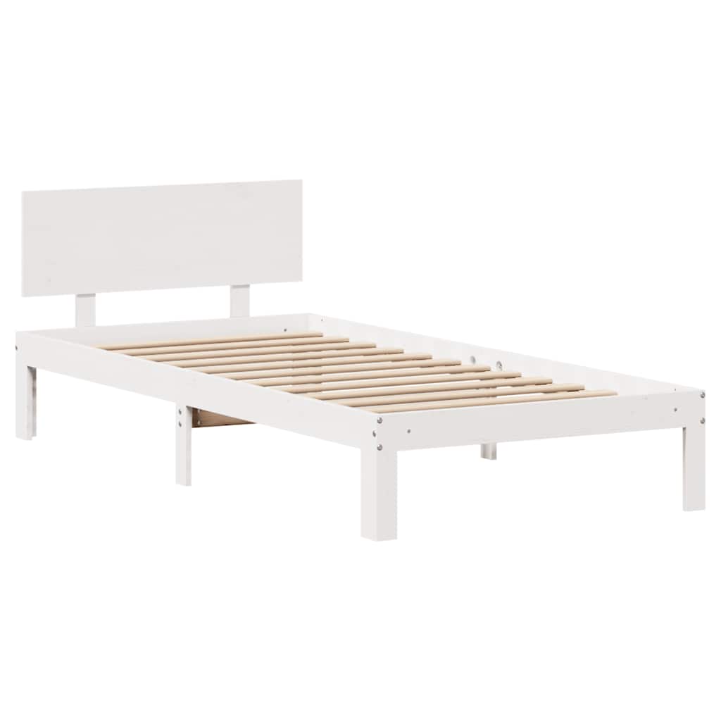 Giroletto con Cassetti Bianco 75x190 cm Legno Massello di Pino
