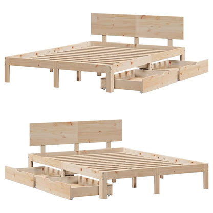 Giroletto con Cassetti 120x190 cm in Legno Massello di Pino