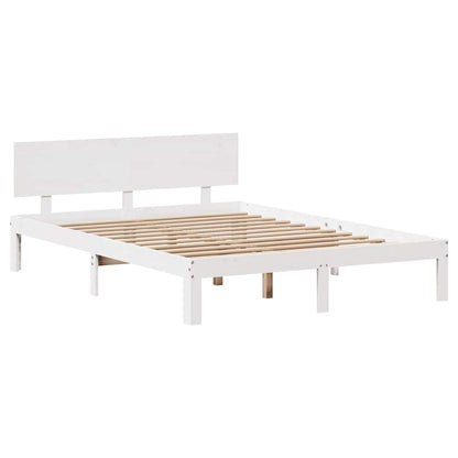 Giroletto con Cassetti Bianco 135x190 cm Legno Massello di Pino
