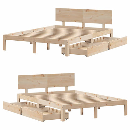 Giroletto con Cassetti 140x190 cm in Legno Massello di Pino