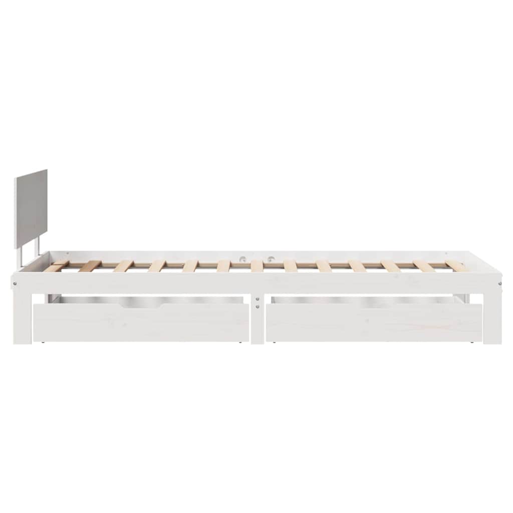 Giroletto con Cassetti Bianco 90x200 cm Legno Massello di Pino | homemem39