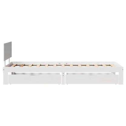 Giroletto con Cassetti Bianco 90x200 cm Legno Massello di Pino | homemem39