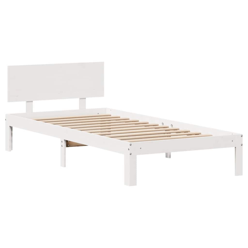 Giroletto con Cassetti Bianco 90x200 cm Legno Massello di Pino | homemem39