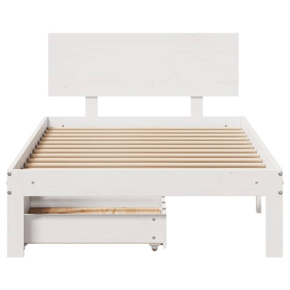 Giroletto con Cassetti Bianco 100x200 cm Legno Massello di Pino | homemem39