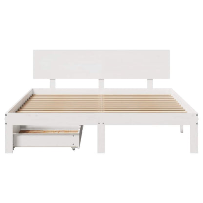 Giroletto con Cassetti Bianco 120x200 cm Legno Massello di Pino | homemem39