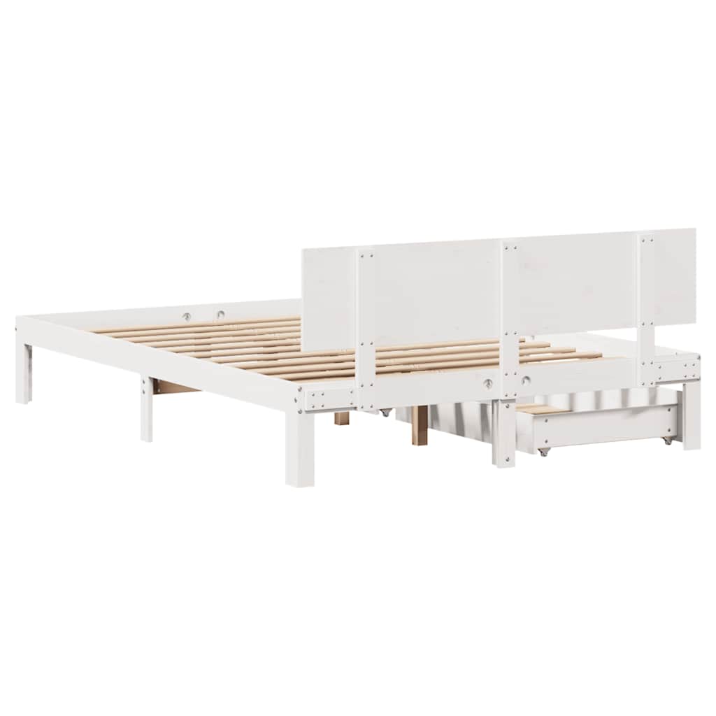Giroletto con Cassetti Bianco 120x200 cm Legno Massello di Pino | homemem39