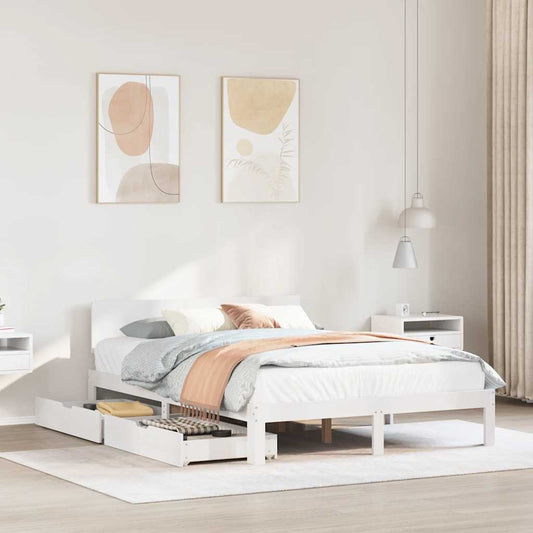 Giroletto con Cassetti Bianco 120x200 cm Legno Massello di Pino | homemem39