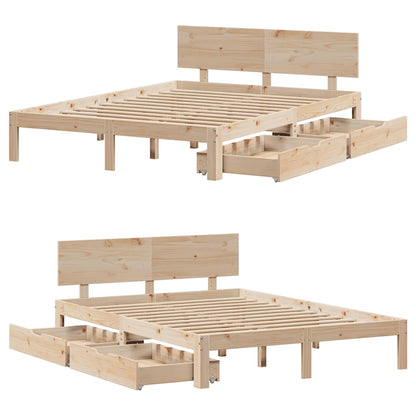 Giroletto con Cassetti 140x200 cm in Legno Massello di Pino