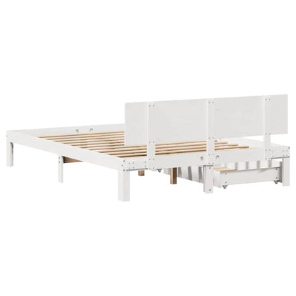 Giroletto con Cassetti Bianco 140x200 cm Legno Massello di Pino | homemem39
