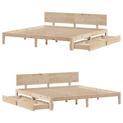 Giroletto con Cassetti 200x200 cm in Legno Massello di Pino