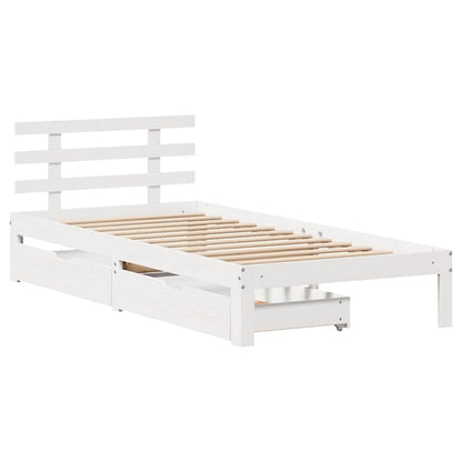 Giroletto con Cassetti Bianco 75x190 cm Legno Massello di Pino