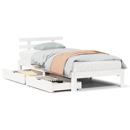 Giroletto con Cassetti Bianco 100x200 cm Legno Massello di Pino | homemem39