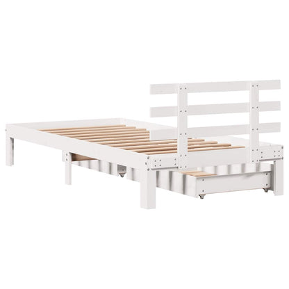 Giroletto con Cassetti Bianco 100x200 cm Legno Massello di Pino | homemem39