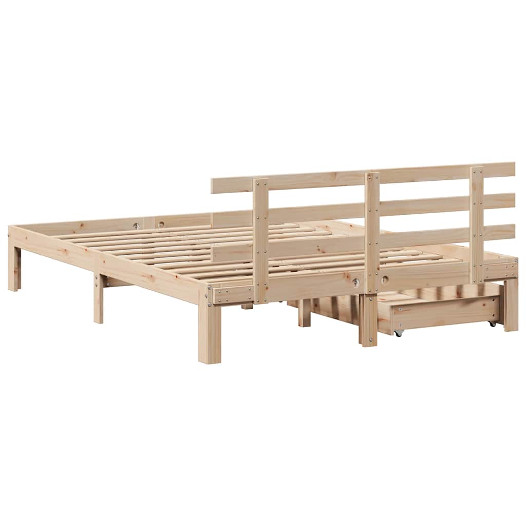 Giroletto con Cassetti 160x200 cm in Legno Massello di Pino