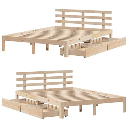 Giroletto con Cassetti 160x200 cm in Legno Massello di Pino