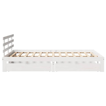 Giroletto con Cassetti Bianco 160x200 cm Legno Massello di Pino | homemem39
