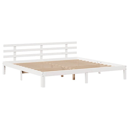 Giroletto con Cassetti Bianco 180x200 cm Legno Massello di Pino