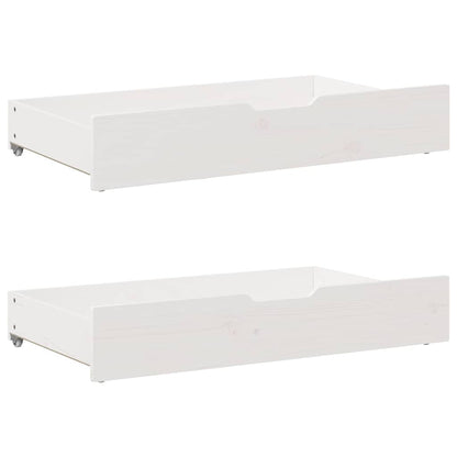 Giroletto con Cassetti Bianco 180x200 cm Legno Massello di Pino