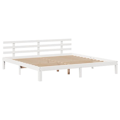 Giroletto con Cassetti Bianco 200x200 cm Legno Massello di Pino - homemem39