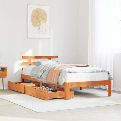Giroletto Cassetti Marrone Cera 100x200 cm Legno Massello Pino | homemem39