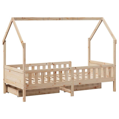 Giroletto Bambini con Cassetti 90x200 cm Legno Massello di Pino