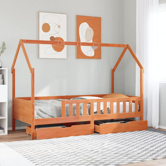 Giroletto Bambini con Cassetti 80x200 cm Legno Massello di Pino | homemem39