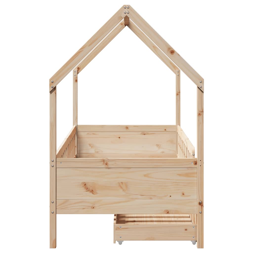 Giroletto per Bambini con Cassetti 90x190cm Legno Massello Pino