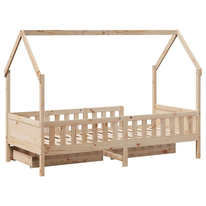 Giroletto per Bambini con Cassetti 90x190cm Legno Massello Pino