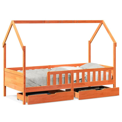 Giroletto per Bambini con Cassetti 90x190cm Legno Massello Pino | homemem39