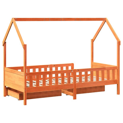 Giroletto per Bambini con Cassetti 90x190cm Legno Massello Pino | homemem39