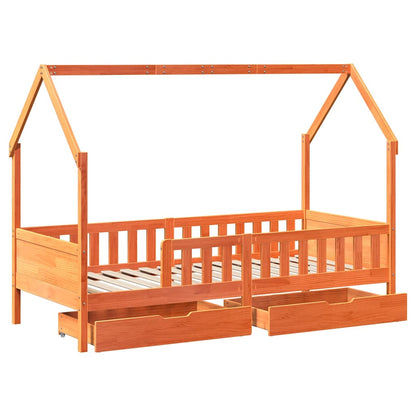 Giroletto per Bambini con Cassetti 90x190cm Legno Massello Pino | homemem39