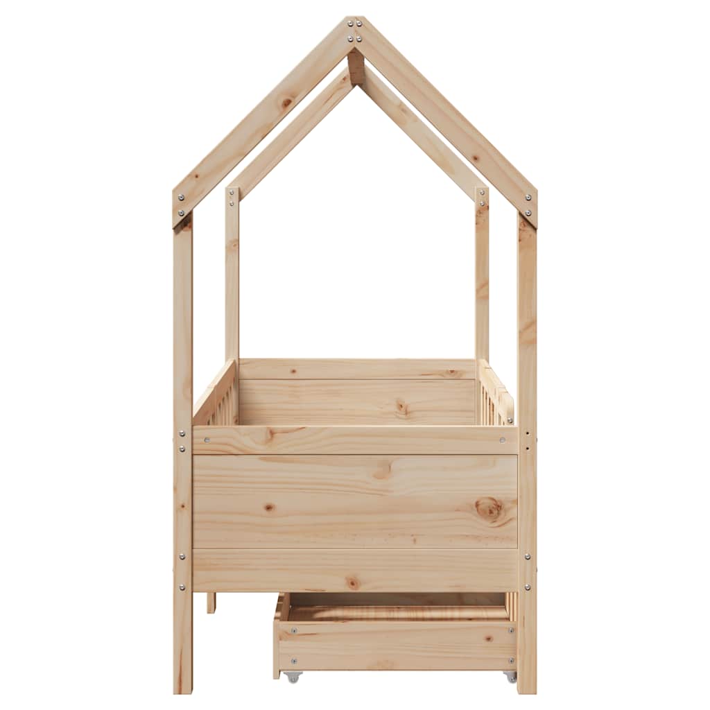 Giroletto per Bambini con Cassetti 80x170cm Legno Massello Pino