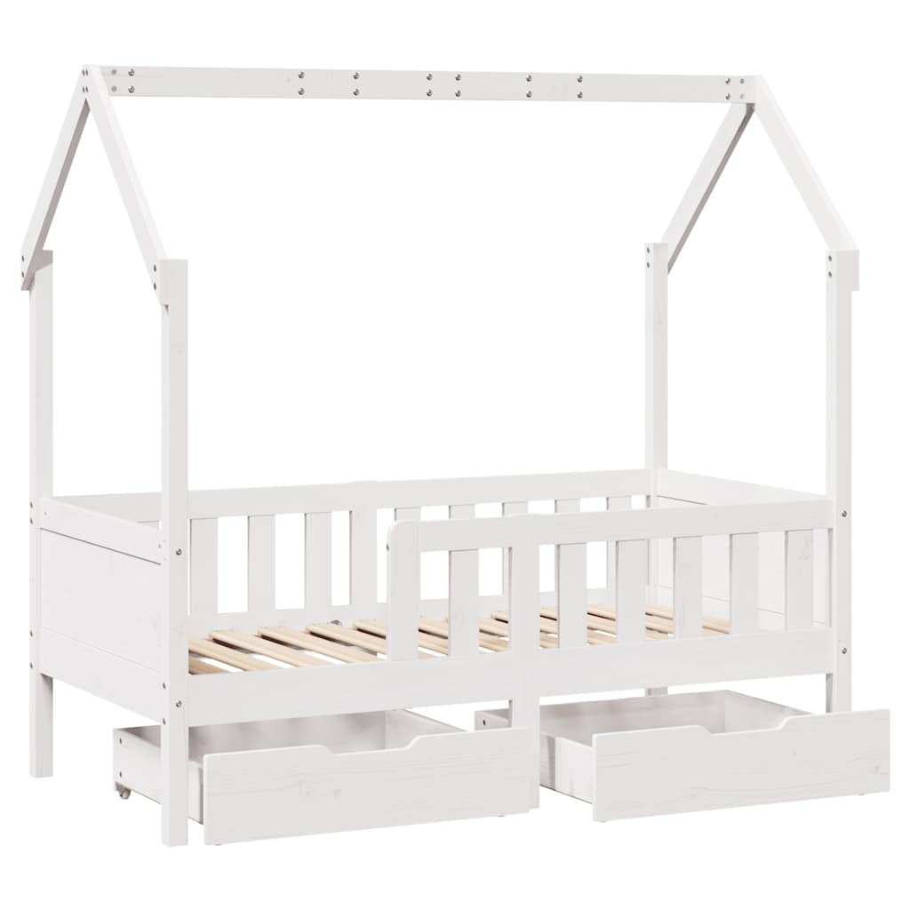 Giroletto per Bambini con Cassetti 80x170cm Legno Massello Pino - homemem39