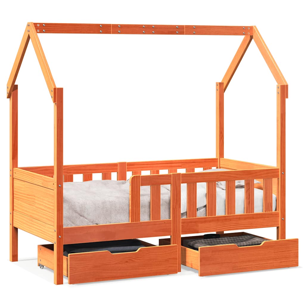 Giroletto per Bambini con Cassetti 80x170cm Legno Massello Pino