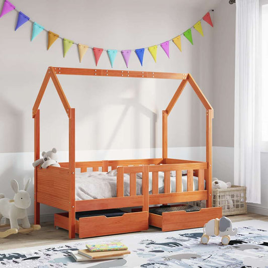 Giroletto per Bambini con Cassetti 80x170cm Legno Massello Pino