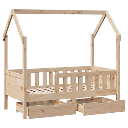 Giroletto Bambini con Cassetti 70x140 cm Legno Massello di Pino