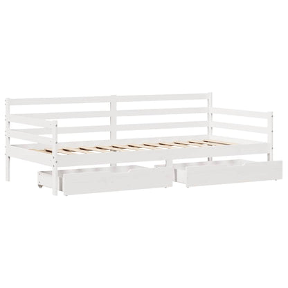 Dormeuse con Cassetti Bianco 90x190 cm Legno Massello di Pino - homemem39