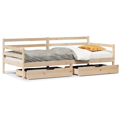 Dormeuse con Cassetti Bianca 80x200 cm Legno Massello di Pino | homemem39