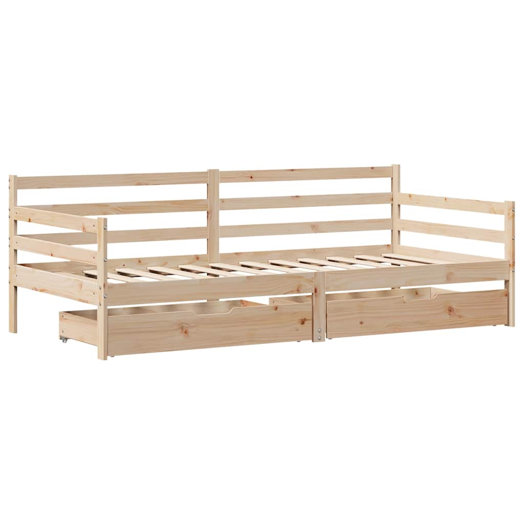 Dormeuse con Cassetti Bianca 80x200 cm Legno Massello di Pino | homemem39