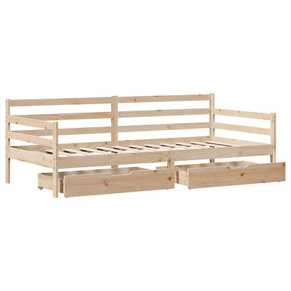 Dormeuse con Cassetti Bianca 80x200 cm Legno Massello di Pino | homemem39