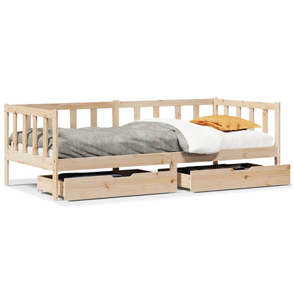 Dormeuse con Cassetti 90x200 cm Legno Massello Pino