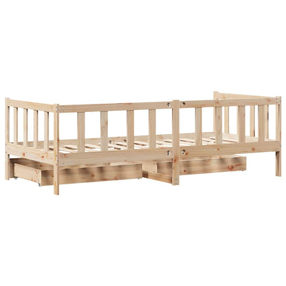 Dormeuse con Cassetti 90x200 cm Legno Massello Pino
