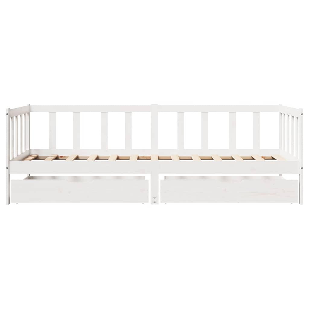 Dormeuse con Cassetti Bianco 90x200 cm Legno Massello di Pino | homemem39