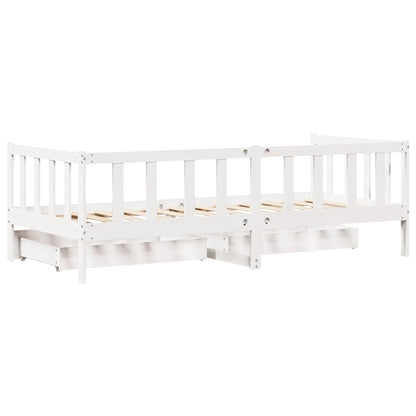 Dormeuse con Cassetti Bianco 90x190 cm Legno Massello di Pino