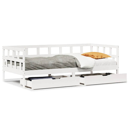 Dormeuse con Cassetti Bianco 90x200 cm Legno Massello di Pino | homemem39