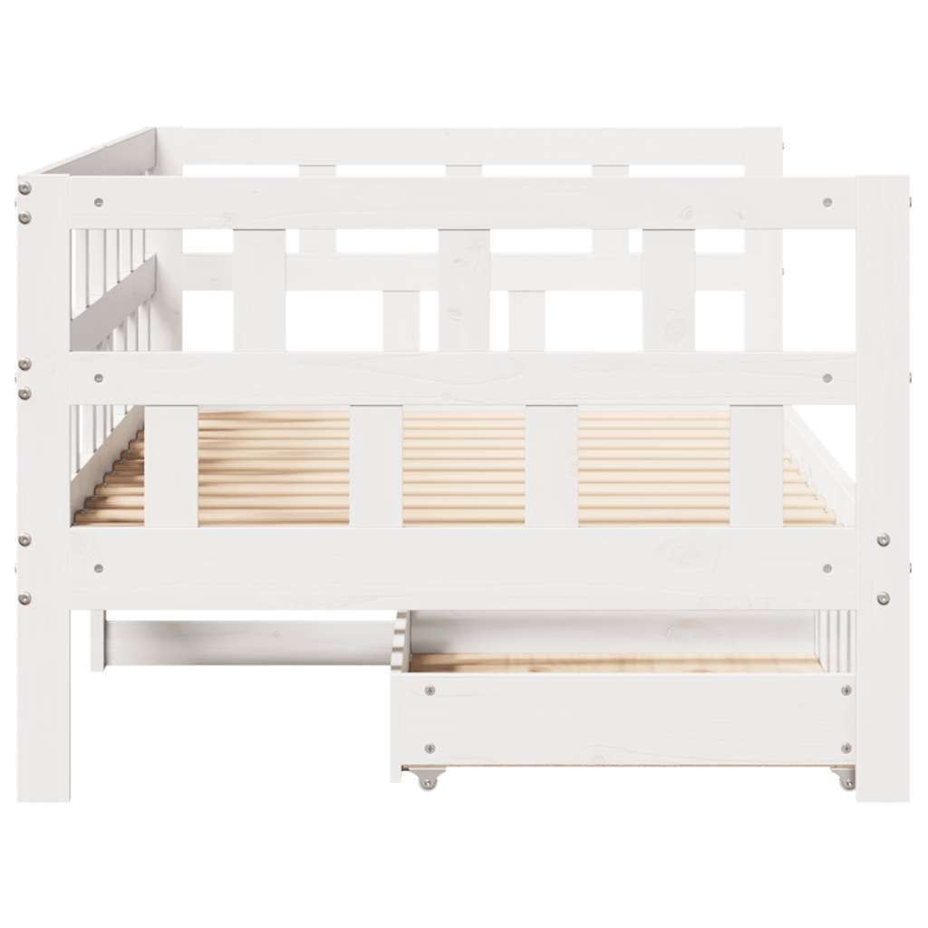 Dormeuse con Cassetti Bianco 90x200 cm Legno Massello di Pino | homemem39
