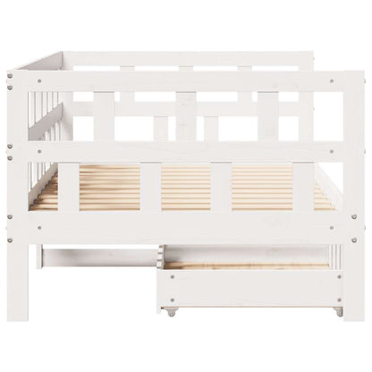 Dormeuse con Cassetti Bianco 90x200 cm Legno Massello di Pino | homemem39