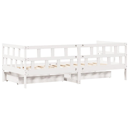 Dormeuse con Cassetti Bianco 90x200 cm Legno Massello di Pino | homemem39