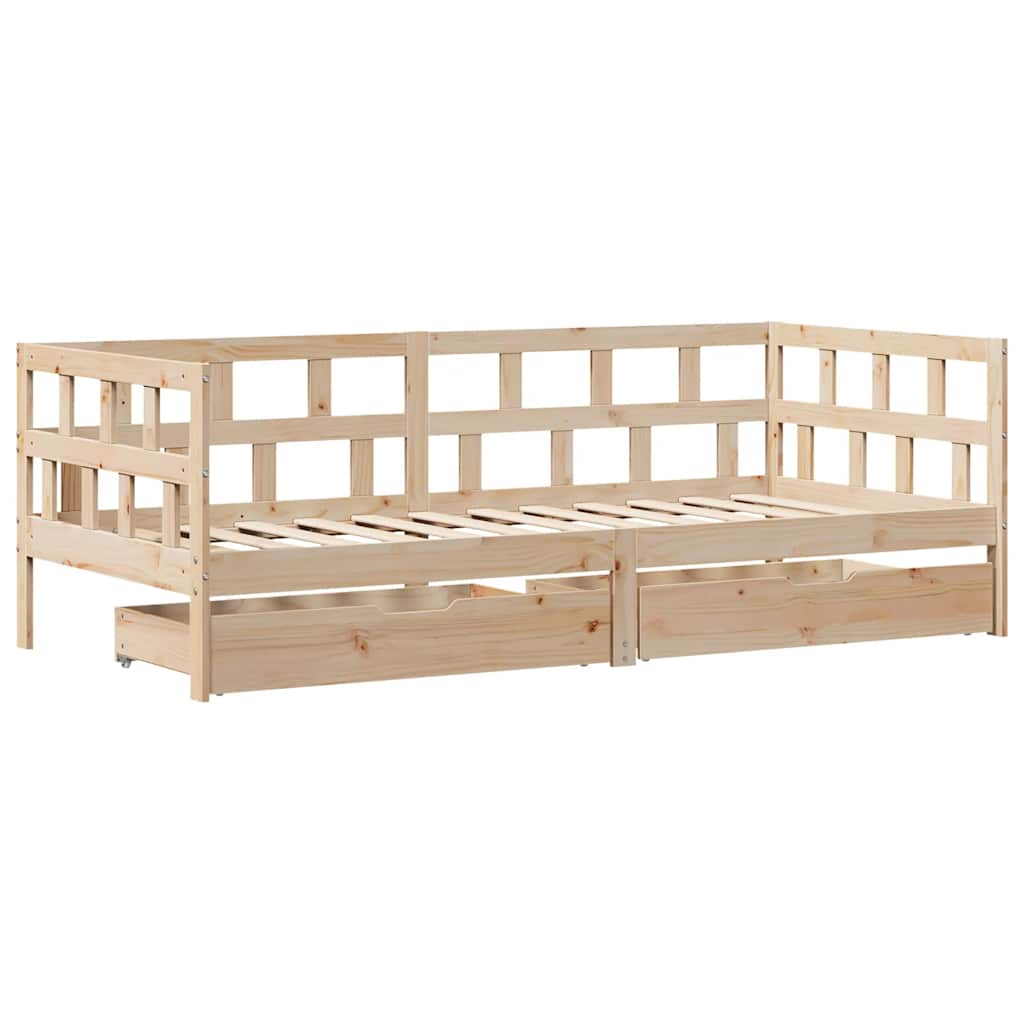 Dormeuse con Cassetti 90x190 cm in Legno Massello Pino